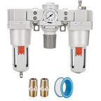 NANPU 1" NPT Air Filter, Regulator & Lubricator (FRL) Combo - Water/Oil Trap Separator - Pressure Gauge(0-150 psi), 5 Micron Brass Element, Semi-Auto Drain, Poly Bowl, Metal Bracket