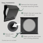 Vent Systems 10" Inch Supply Vent Cover with Rubber Gasket - Graphite Black Galvanized Steel - Robust and Weatherproof Outdoor Air Intake Box - Duct or Surface Mounting - Rain, Snow Protection