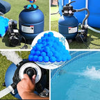 QwayHome 3.1 lbs Pool Filter Balls, Reusable Filter Sand Balls for Above Ground Pool Sand Pump, Pool Filter Sand Alternative, Eco-Friendly Fiber Filter Balls, Replace 110 lbs Filter Sand, Blue