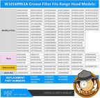 Updated W10169961A Range Hood Filter, Stove Vent Filter, Fits Whirlpool, Ikea, Kitchen Aid, Jenn Air, Aluminum Mesh Range Hood Grease Filters 10.5x12Inch, 3PCS Replacement For W10870878, W10875058