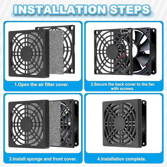 PATIKIL 110mm Fan Filter Grill, 6 Pcs Plastic Ventilation Dustproof Grill Cover Cooling Ventilator with Screws for Industry Workshop Computer Case Refrigerators Air Conditioning, Black