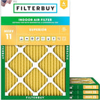 Filterbuy 17.5x23.5x1 Air Filter MERV 11 Superior Pet & Allergy Defense (4-Pack), Electrostatic Pleated HVAC AC Furnace Filters Replacement, Made in USA (Actual Size: 17.38 x 23.38 x 0.75)