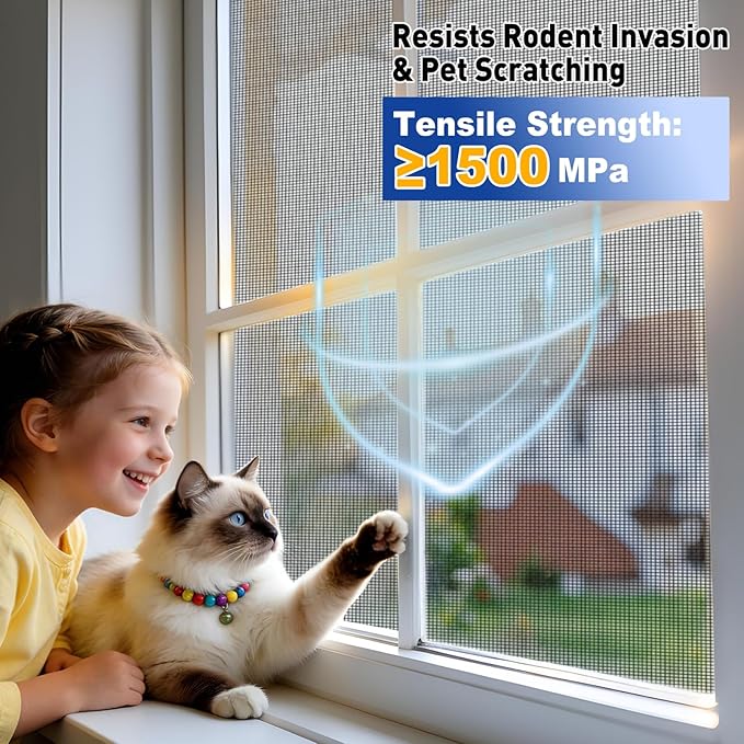 MAGZO 304 Stainless Steel Mesh Screen Roll 47in x 16.4ft - 22 Mesh Pet Proof Metal Window Screen Replacement, Screen Door Mesh for Patio,Porch,Pet,Cage,Vent Cover,Filter,Gutter Guard,Rodent Protection