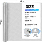 304 Stainless Steel Mesh, 24in x 10ft, 20 Mesh, Sturdy Metal Screen Roll for Window, Door, Air Vents, Filter, Cage, Garden, Patio, Pet (Sliver, 24inch x 10feet)