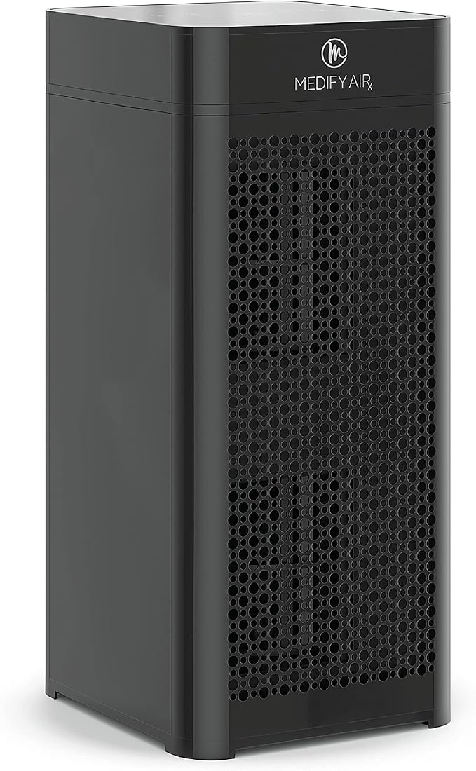 Medify MA-40 UV Light Air Purifier with True HEPA H14 Filter | 1,793 ft² Coverage in 1hr for Wildfires Smoke, Odors, Pollen, Pets | Removal to 0.1 Microns | Black, 1-Pack