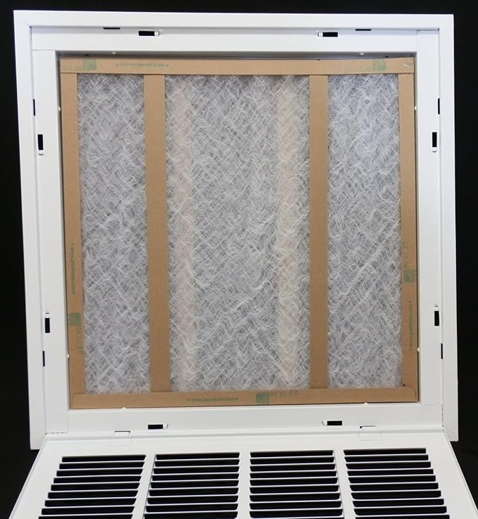 HVAC Premium 10 x 10 Duct Opening Steel Return Air Filter Grille, for 1-inch Filter, Removable Door, Flat Stamped HVAC Vent Cover Grille, Outer Dimensions 12.5 x 12.5