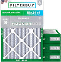 Filterbuy 18x24x4 Air Filter MERV 8 Essential Dust & Allergy Defense (4-Pack), Electrostatic Pleated HVAC AC Furnace Filters Replacement, Made in USA (Actual Size: 17.50 x 23.38 x 3.63)