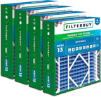 Filterbuy 21x24.5x5 Air Filter MERV 13 Optimal Smoke & Allergy Defense (4-Pack), Electrostatic Pleated HVAC AC Furnace Filters for Rheem, Ruud, and Protech (Actual Size: 20.63 x 24.13 x 4.38)