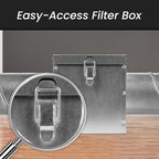Repa Market 8" Duct Air Filter Box – Galvanized Steel Inline Dryer Filter Housing for Round Duct - EPDM Rubber Gaskets – Easily Serviceable Lint Trap – Intake Ventilation, Home Improvement