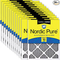 Nordic Pure 16x20x1 (Actual Size: 15 1/2 x 19 1/2 x 3/4) Furnace Air Filters MERV 10 Pleated Plus Carbon 24 Pack