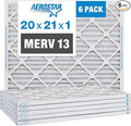 Aerostar 20x21x1 MERV 13 Pleated Air Filter, AC Furnace Air Filter, 6 Pack (Actual Size: 19 7/8" x 20 7/8" x 3/4")