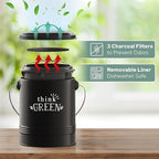 Barnyard Designs Compost Bin for Kitchen Counter - 1.2 Gallon Countertop Composter with Extra Smell-Absorbing Filters and Inner Bucket for Easy Cleaning - Food Waste Bin for Kitchen with Lid (Black)