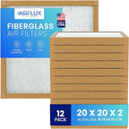 Fiberglass Air Filter -20x20x2Air Filter 12 Pack - Non Pleated 20"x20"x2", AC Filters for Home, Fiberglass, HVAC filters, Heater, Furnace Catcher for Dust - 1 YEAR SUPPLY