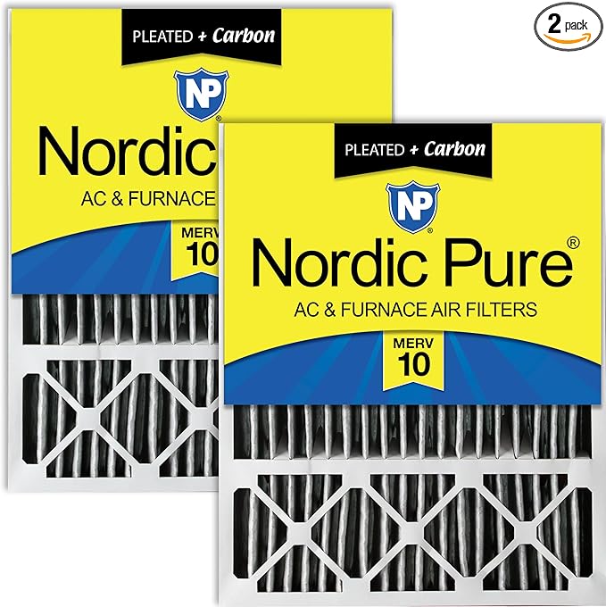 Nordic Pure 20x25x5 (Actual Size: 19 3/4 x 24 3/4 x 4 3/8) Lennox X6673 X6675 ReplacementÃ‚ AC Filter MERV 10 + Carbon 2 Pack