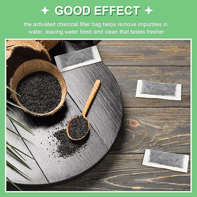 Lounsweer 12 Packs Replacement Activated Charcoal Distiller Filters Coconut Husk Activated Carbon Filter Sachets Compatible with Countertop Water Distiller Models