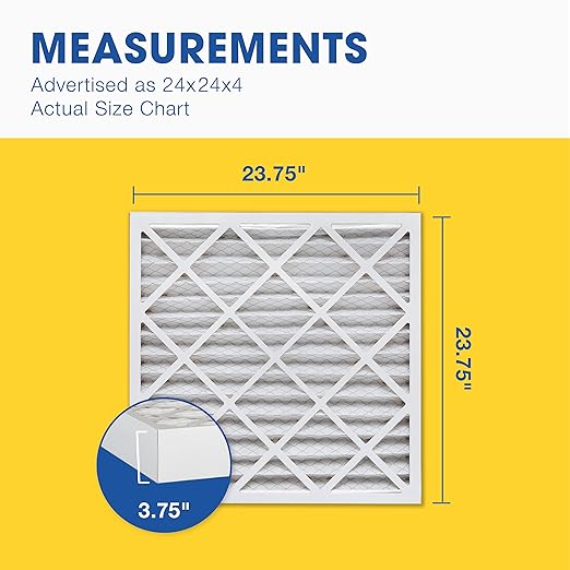 Aerostar 24x24x4 MERV 13 - 6 Count - Pleated HVAC, Furnace & Air Conditioner Filters - Removes Bacteria, Dust, Cold & Flu Germs, Lint, Mold, Pet Dander, Allergy-Causing Pollen, Smog, Smoke & Viruses