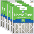 Nordic Pure 16x25x4 (Actual Size: 15 1/2 x 24 1/2 x 3 5/8) Pleated MERV 13 Air Filters 6 Pack