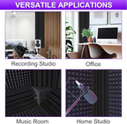 TroyStudio Bass Traps - 12 Pcs 4 X 4 X 12 Inches Dense Thick Studio Bass Foam Corner, Acoustic Treatment Panel Absorbing Echo Reverb, Low Frequency Sound Absorber for Music Room Home Recording Studio