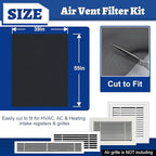 Air Vent Filter Kit, 39"x55" Cut to Fit Micro Mesh Filter with Low Resistance, Easy Air Flow, Air Vent Filters with Adhesive Hook Tape for HVAC, Registers and Grilles, Black
