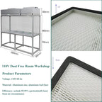 Air Flow Clean Bench Vertical Laminar Flow Hood Dust Free Room Workshop Particulate Filter with Aluminum Blade Fan 70x23x57in Working Area for Cleanliness Dust Free Work Console Desktop 110V