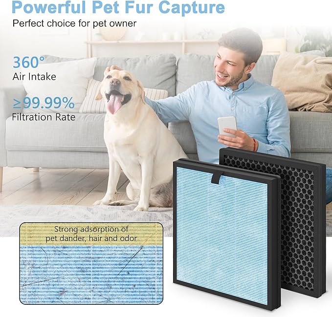 AP303 AP304 Replacement Filters, Compatible with DAYETTE ＆ FRESHDEW Air Purifier AP303/AP304, H14 HEPA Filter with Activated Carbon, 4 Pack (Wildfire Filter)