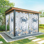 Oceans Outdoor Curtains for Patio Crabs Marine Life Shell Starfish Blue Waterproof Outside Curtains with Grommet Top Weatherproof Curtain for Cabana Pergola Gazebo, 2 Pack, 54" W x 84" L
