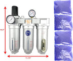 3/4" NPT SUPER DUTY Industrial Grade Filter Regulator Coalescing Desiccant Dryer System For Compressed Air Lines, Metal Bowls, Great For Paint Spray And Plasma Cutter (MANUAL DRAIN)