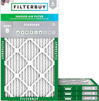 Filterbuy 16x32x1 Air Filter MERV 8 Essential Dust & Allergy Defense (4-Pack), Electrostatic Pleated HVAC AC Furnace Filters Replacement, Made in USA (Actual Size: 15.50 x 31.50 x 0.75)