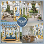 Summer Outdoor Curtains for Patio Sunflowers Gnome Eucalyptus Leaves Waterproof Outside Curtains with Grommet Top Weatherproof Curtain for Cabana Pergola Gazebo, 1 Panel, 54" W x 108" L