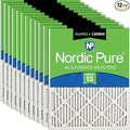 Nordic Pure 16x16x1 (Actual Size: 15 3/4 x 15 3/4 x 3/4) Pleated Air Filters MERV 13 Plus Carbon 12 Pack