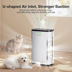 Pet Air Purifier Large Home up to 4200 sq ft, Suck up Floating Cat Dog Hair, 7-Stage Filter Anion Activated Carbon HEPA Air Purifiers WiFi for Dander Odor Allergies Smoke Dust, Zero Ozone, P339 White