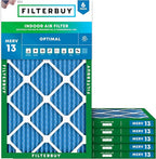 Filterbuy 12x27x1 Air Filter MERV 13 Optimal Smoke & Allergy Defense (6-Pack), Electrostatic Pleated HVAC AC Furnace Filters Replacement, Made in USA (Actual Size: 11.50 x 26.50 x 0.75)
