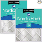 Nordic Pure 16x30x1 (Actual Size: 15 3/4 x 29 11/16 x 3/4) Pleated Air Filters MERV 14 Plus Carbon 2 Pack