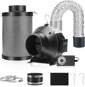 MELONFARM Air Filtration Kit, 4" 190 CFM Inline Duct Fan with Speed Controller, 12" High Carbon Filter, 8 Ft Ducting & Rubber Coupler, Air Cooling and Filtration Kit for Grow Tent, Hydroponics