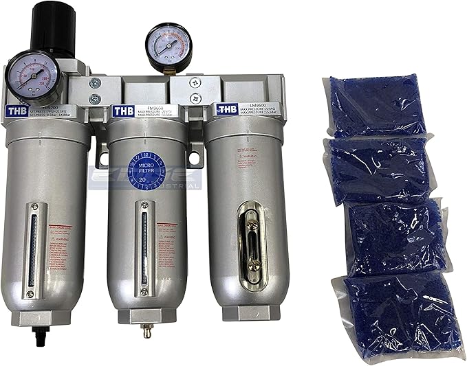SUPER HEAVY DUTY HIGH FLOW AIR FILTRATION SYSTEM, 2 STAGE PARTICULATE FILTER PLUS OIL REMOVING COALESCING FILTER COMBINATION (1/2" NPT, AUTO DRAIN)