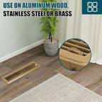 VOISEN Floor Register 2x12, 4 Pack Floor Vent Covers, Steel Adjustable Air Supply Grille Register Vent Cover Grill for Sidewall and Floor, Vent Covers for Home Floor,Brown