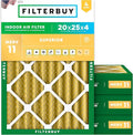 Filterbuy 20x25x4 Air Filter MERV 11 Superior Pet & Allergy Defense (4-Pack), Electrostatic Pleated HVAC AC Furnace Filters Replacement, Made in USA (Actual Size: 19.50 x 24.50 x 3.63)