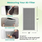 14x24x1 HVAC Furnace Air Filter, Washable Electrostatic Furnace Filter, MERV 8, Lasts a Lifetime, Breathe Fresher, Home And Office (Actual Size:13.38x23.38x0.82)