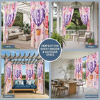 Hot Air Balloons Waterproof Outdoor Curtains for Patio, Windproof Weatherproof Curtains with Weighted Hem, Valentine's Day Watercolor Love Balloons Light Filtering Privacy Drapes for Porch 54"x 108"