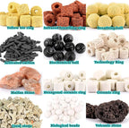Aquarium Filter Media: 12-in-1 Bio Balls & Ceramic Rings Kit (500g) for Fish Tank or Pond - Includes Zippered Mesh Bag