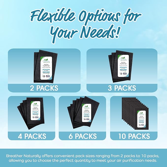 Breathe Naturally - Hapf600 HEPA Carbon Filter Replacement for Holmes Air Purifiers - High Efficiency Carbon Air Cleaner Filters - Compatible with Holmes HAPF600 Series - (4 Pack Carbon Filter C)