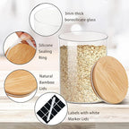Glass Storage Jars Set Elegant Containers with Airtight Bamboo Lids, Perfect for Kitchen Organization - Flour, Rice, Pasta, Sugar, Coffee Beans, Accessories Included (2 packs(111oz))