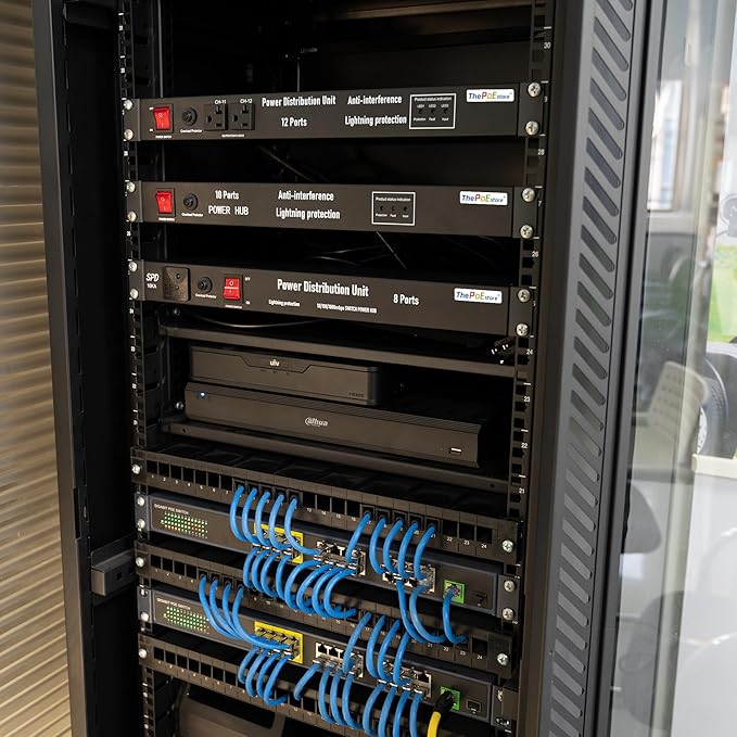 1U PDU Network Servers Surge Protector Power Distribution Unit 12-Outlet, 120V 20A, 3600 Joules 10KA,19″ Rack Mount Power Strip,Heavy-Duty 12AWG 16 ft Cord,w/AC Filter