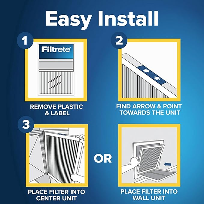 Filtrete 24x24x1 AC Furnace Air Filter, MERV 11, MPR 1000, Micro Allergen Defense, 3-Month Pleated 1-Inch Electrostatic Air Cleaning Filter, 6 Pack (Actual Size 23.81x23.81x0.81 in)