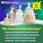Aquatic Experts Extra Fine Aquarium Media Bag, Durable Drawstring Bags for Fish Tank Filters, 150 Micron Mesh (Extra Fine, 3"x 8" - 4 Pack)