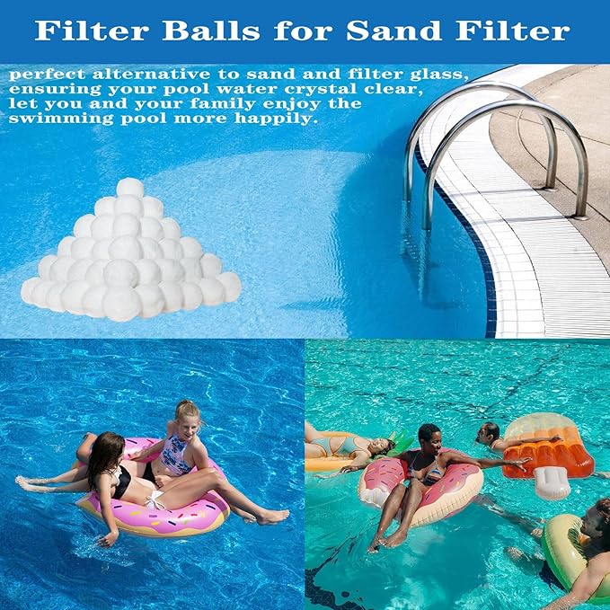 3 lbs Pool Filter Ball, for Swimming Pool Sand Filter, Lightweight Reusable Eco-Friendly Fiber Filter Ball, Replaces 100 lbs Pool Filter Sand 3 lbs