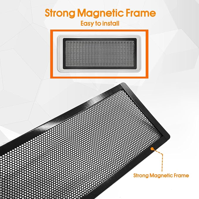 Floor Register Vent Cover, 4"x10" Magnetic Air Vent Screen Mesh Covers for Home Floor/Wall/Ceiling Registers Air Vent Filters, Black (4 Packs)