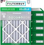 Filterbuy 20x25x4 Air Filter MERV 8 Essential Dust & Allergy Defense (6-Pack), Electrostatic Pleated HVAC AC Furnace Filters Replacement, Made in USA (Actual Size: 19.50 x 24.50 x 3.63)