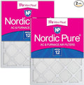 Nordic Pure 16x20x1 (Actual Size: 15 1/2 x 19 1/2 x 3/4) Tru Mini Pleat MERV 12 AC Furnace Air Filters – 2.5X More Media for Longer-Lasting, High-Efficiency Filtration - 2 Pack