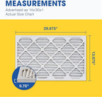 Aerostar 14x30x1 MERV 13-6 Count - Pleated Furnace & Air Conditioner Filters - Removes Bacteria, Dust, Cold & Flu Germs, Lint, Mold, Pet Dander, Allergy-Causing Pollen, Smog, Smoke & Viruses